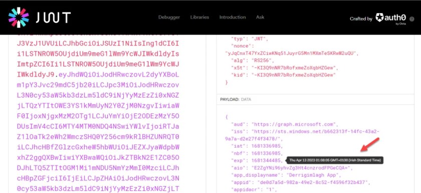 Checking the expiration time for an Azure AD access token

Azure AD access token lifetime