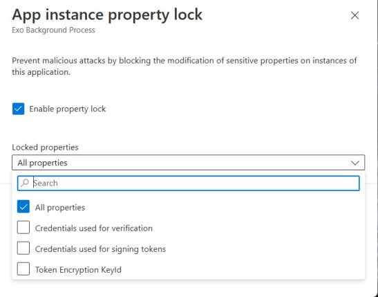 electing the app properties to lock