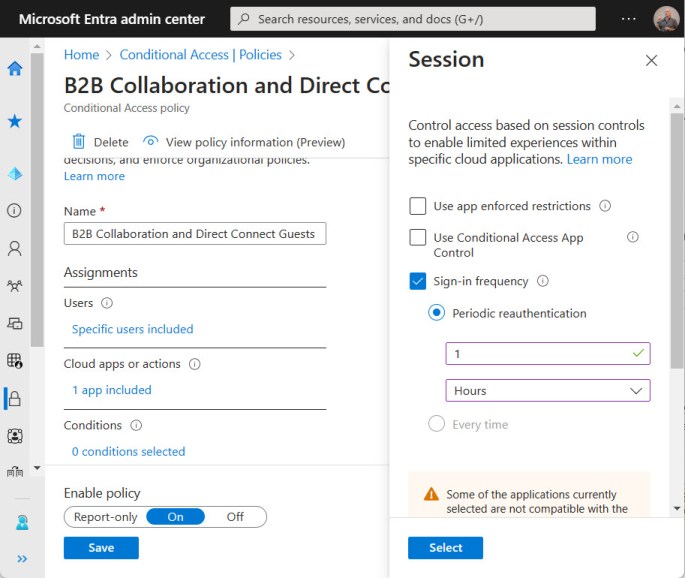 Setting the sign-in frequency in an Azure AD conditional access policy

Azure AD sign-in frequency for guest accounts set in a conditional access policy