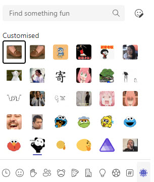 Teams custom emojis as seen by a guest user.