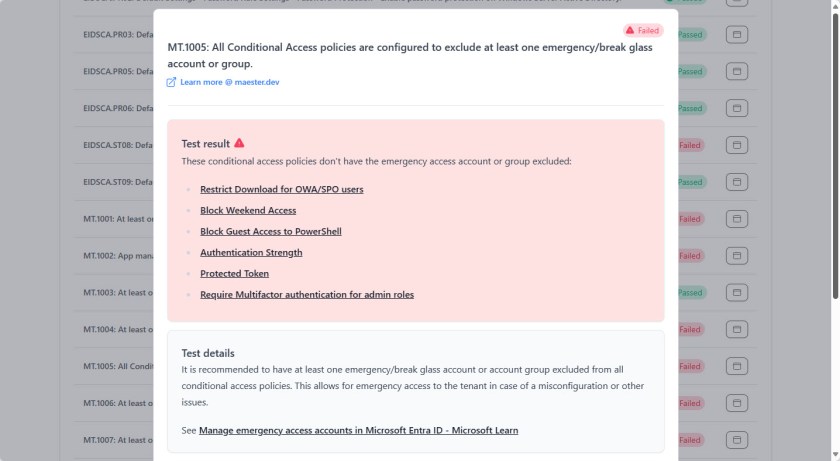 Details of a Maester failed test.

Maester tool output