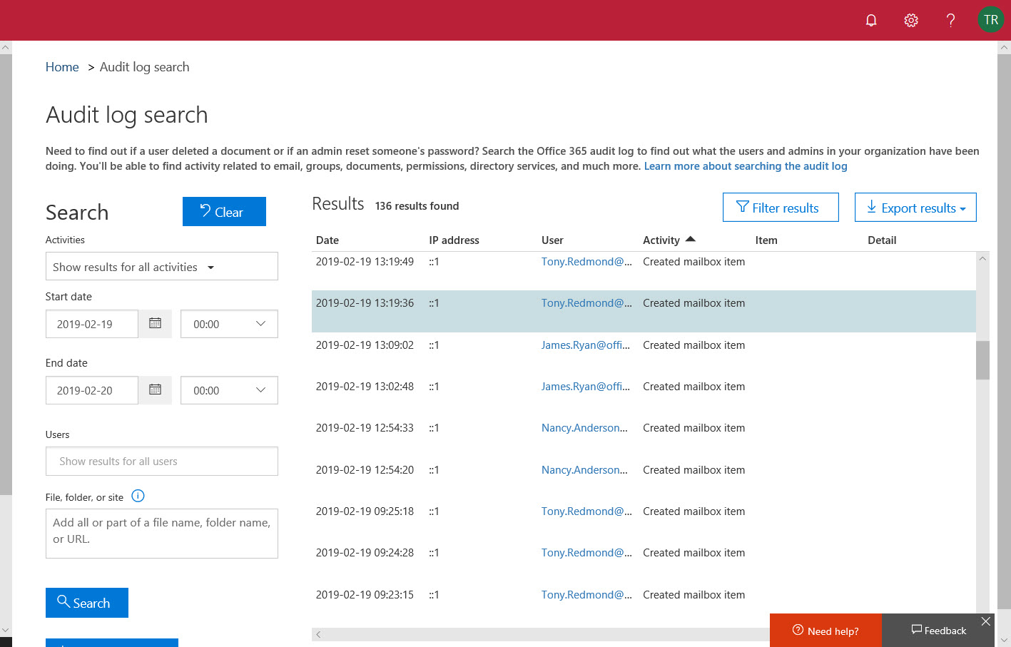 Office 365 Audit Log Search