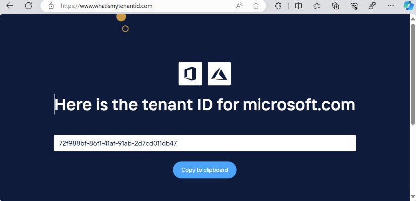 The What is my Tenant Identifier website.
